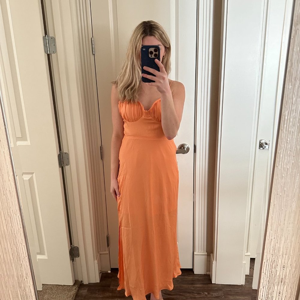 L'abeye -	TANGERINE BUST SLIT MIDI DRESS